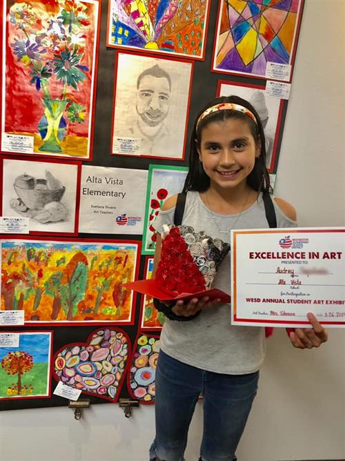 student with art