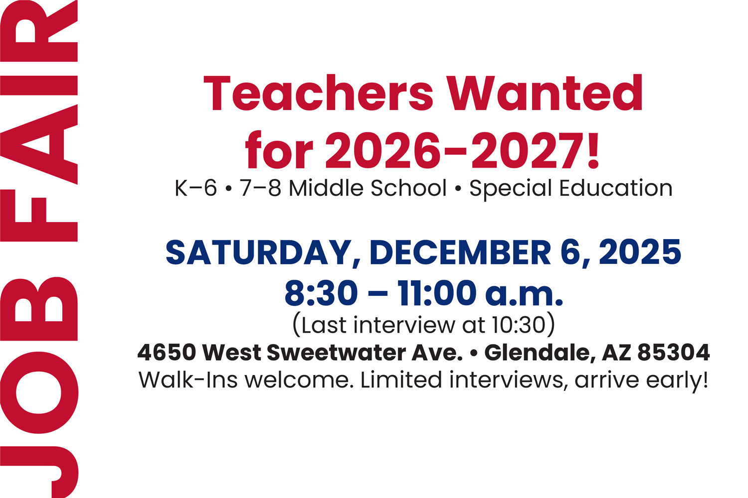  WESD Teacher Interview Fair December 6, 2025 graphic
