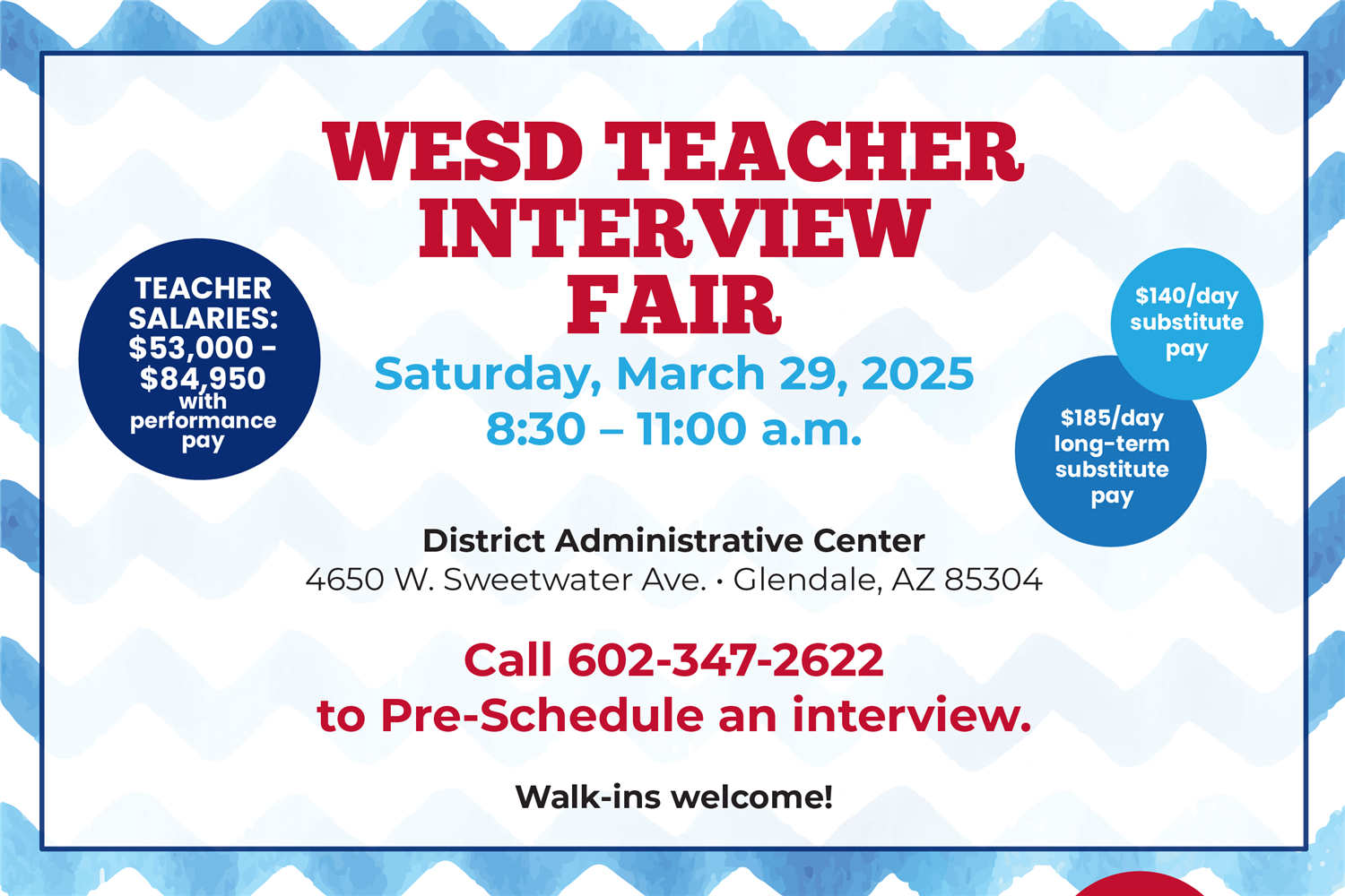  WESD Teacher Interview Fair March 29, 2025 graphic