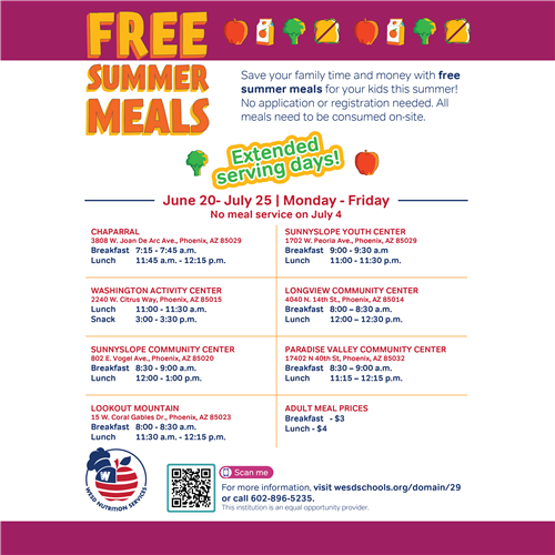 WESD Extended Summer Meals English graphic 