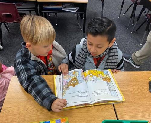 two students read together