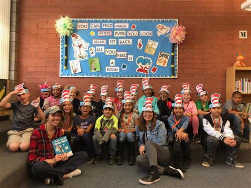 students dress up for a Dr. Seuss themed day