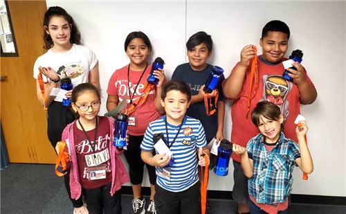 students of the month recieve special lanyards