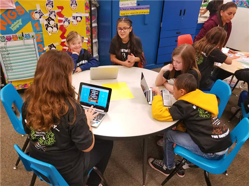students work in groups