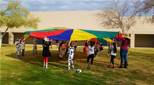 Students play outside